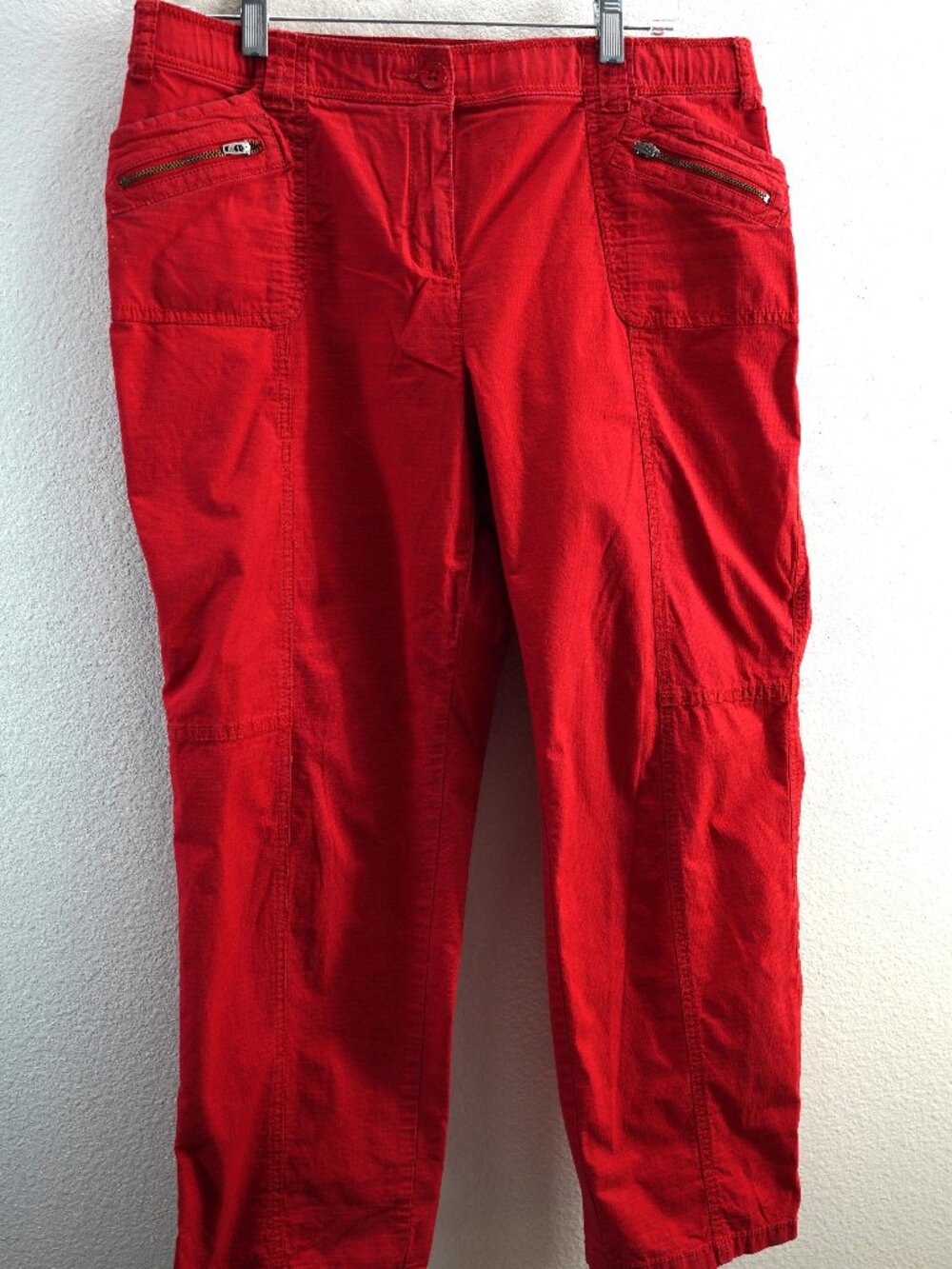 Chico's Red Cotton Classic Elastic Utility Pants size 2